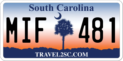 SC license plate MIF481