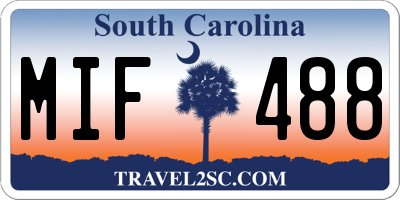 SC license plate MIF488