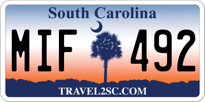 SC license plate MIF492