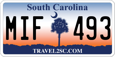 SC license plate MIF493