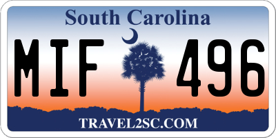SC license plate MIF496