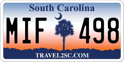 SC license plate MIF498