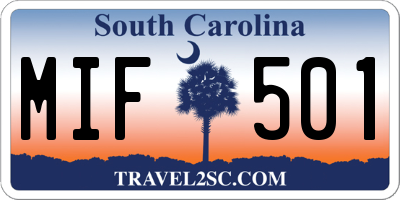 SC license plate MIF501