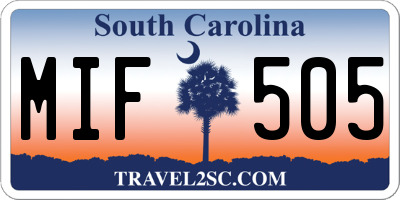 SC license plate MIF505