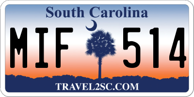 SC license plate MIF514