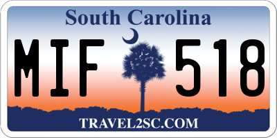 SC license plate MIF518