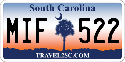 SC license plate MIF522