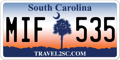 SC license plate MIF535