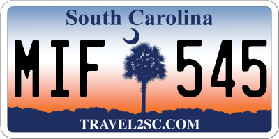 SC license plate MIF545