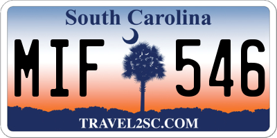 SC license plate MIF546