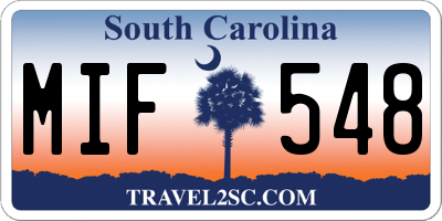 SC license plate MIF548