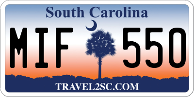 SC license plate MIF550