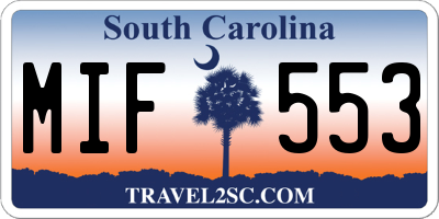 SC license plate MIF553