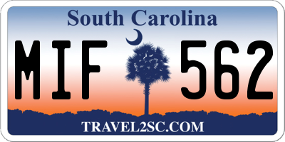 SC license plate MIF562