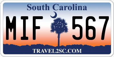 SC license plate MIF567