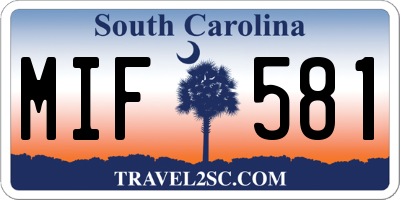 SC license plate MIF581