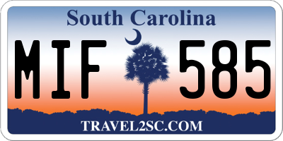 SC license plate MIF585
