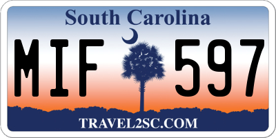 SC license plate MIF597