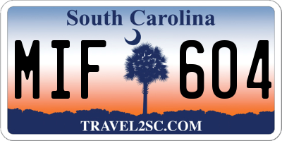 SC license plate MIF604