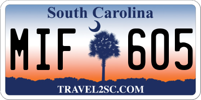 SC license plate MIF605