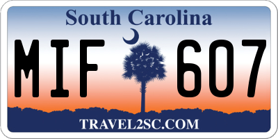 SC license plate MIF607