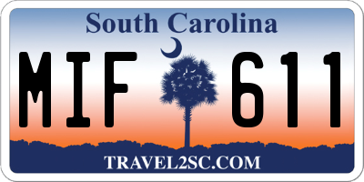 SC license plate MIF611