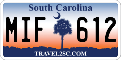 SC license plate MIF612