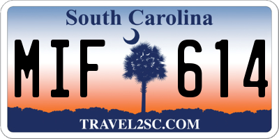 SC license plate MIF614