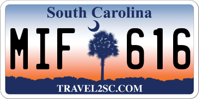 SC license plate MIF616