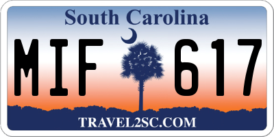 SC license plate MIF617