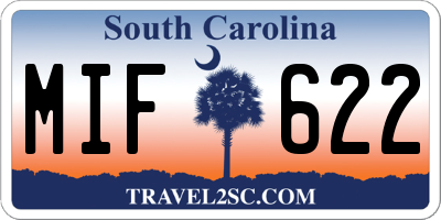 SC license plate MIF622