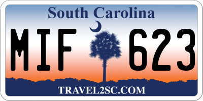 SC license plate MIF623