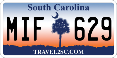 SC license plate MIF629