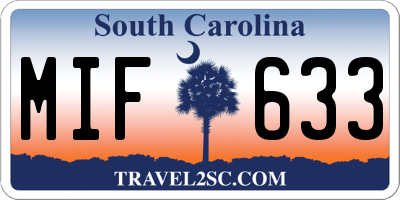 SC license plate MIF633