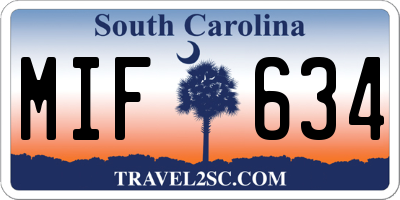 SC license plate MIF634