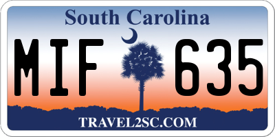 SC license plate MIF635