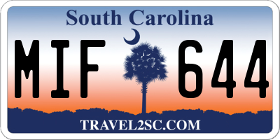 SC license plate MIF644