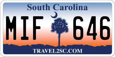 SC license plate MIF646