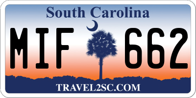 SC license plate MIF662