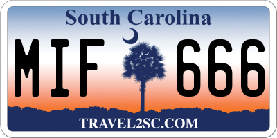 SC license plate MIF666