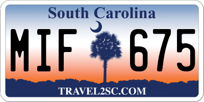 SC license plate MIF675