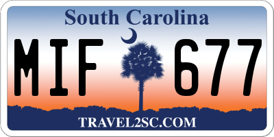 SC license plate MIF677