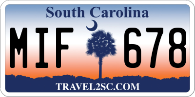 SC license plate MIF678