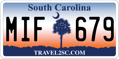 SC license plate MIF679