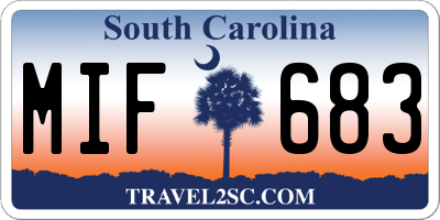 SC license plate MIF683