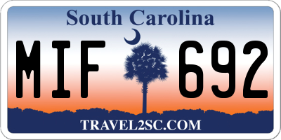 SC license plate MIF692