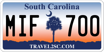 SC license plate MIF700