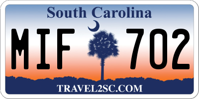 SC license plate MIF702