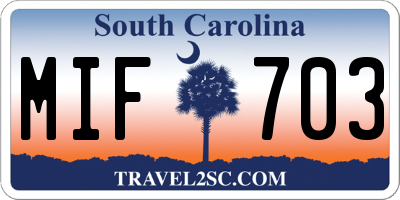 SC license plate MIF703