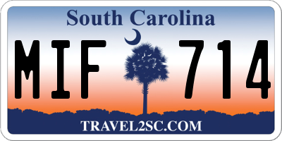 SC license plate MIF714